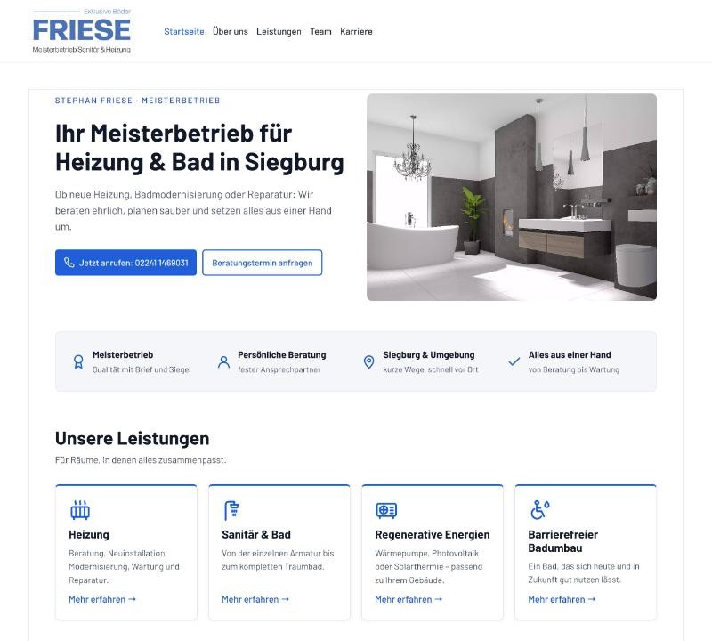 Neue Startseite von friese-bad.de