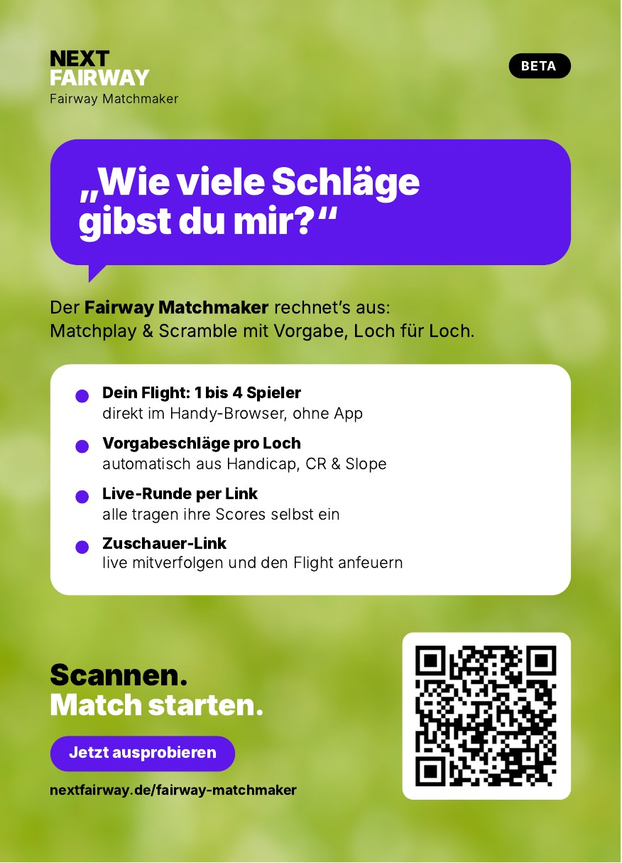 Flyer-Rückseite: Fairway Matchmaker
